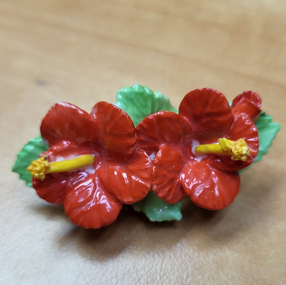Floral Red and Green Hair Pin